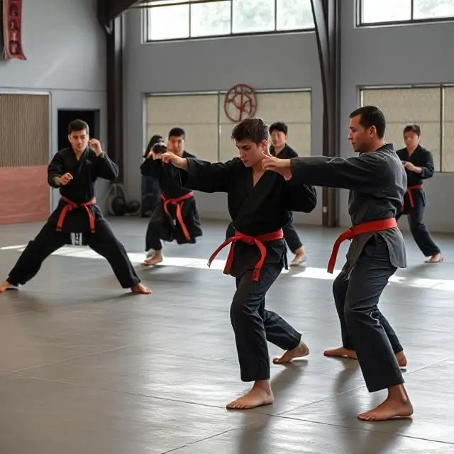 Students practicing in a group