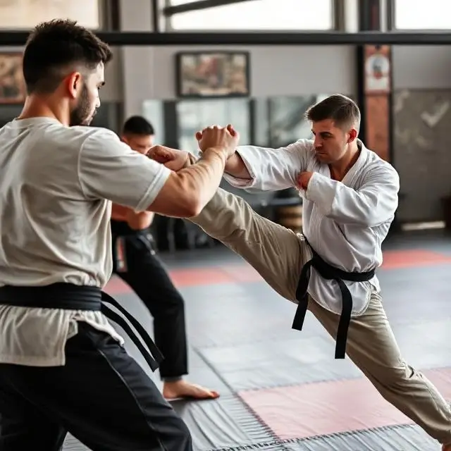 A dynamic martial arts class in session