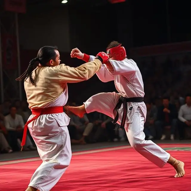 A martial arts tournament in action