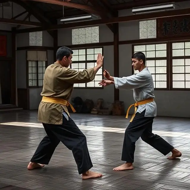 Students practicing forms together