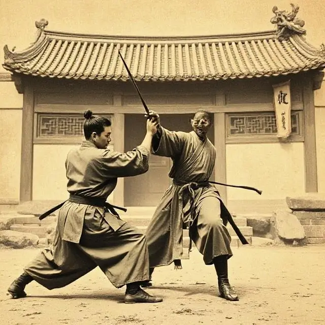 Historical photo of an ancient martial arts master