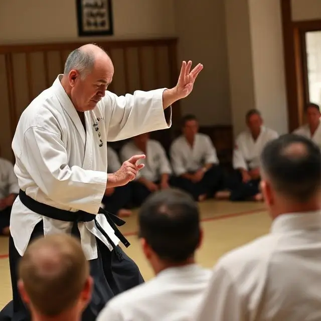 A master demonstrating a complex technique during a seminar