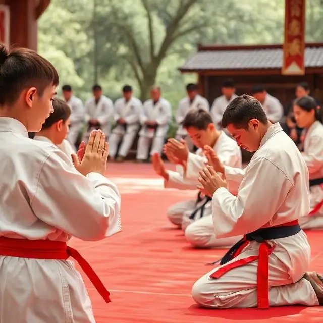 Students bowing to their master
