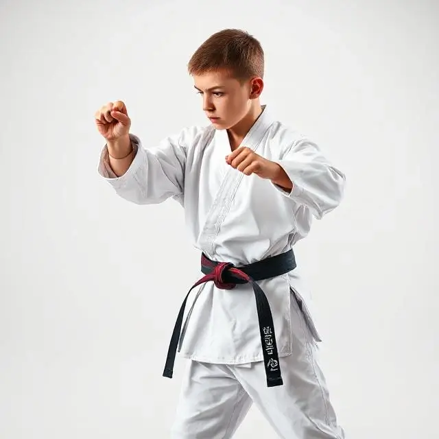 A student progressing through belt ranks