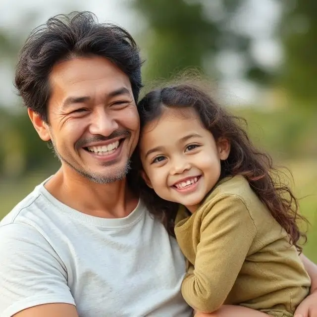 A happy parent with their child